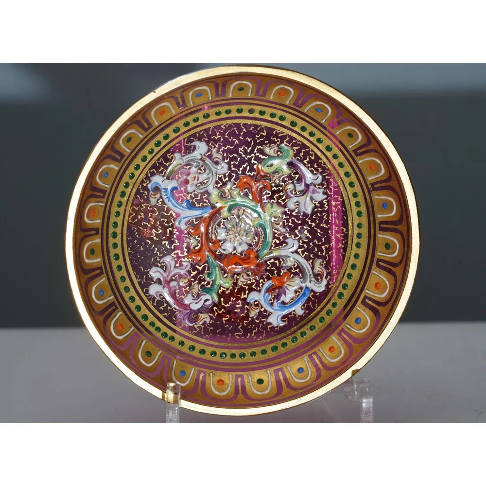 c1880 Bohemian Lobmeyr Cranberry persian style open Salt dip